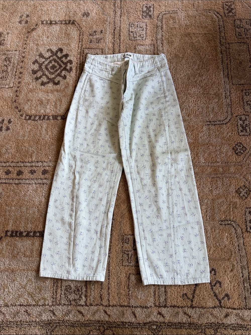 Le Jean Floral Print Cropped Jeans